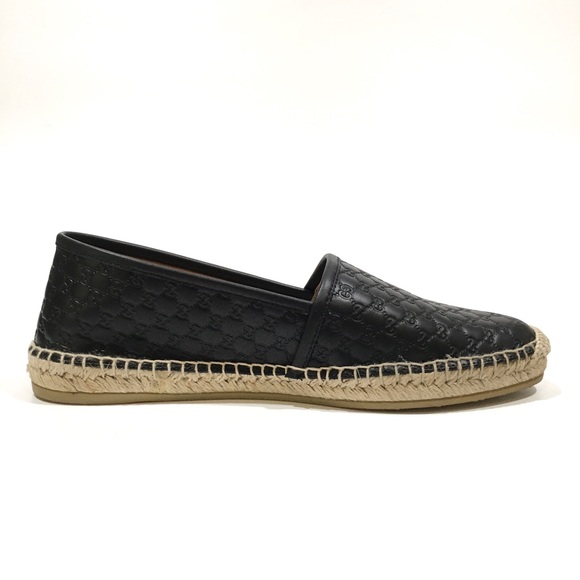 GUCCI 567106 MICROGUCCISSIMA LEATHER ESPADRILLES -BLACK -WOMEN’S US 8 -NEW - Picture 6 of 10